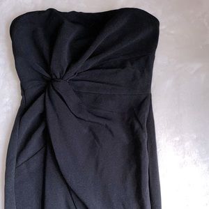 BLACK STRAPLESS MIDI DRESS WITH SLIT + RUFFLES 🖤